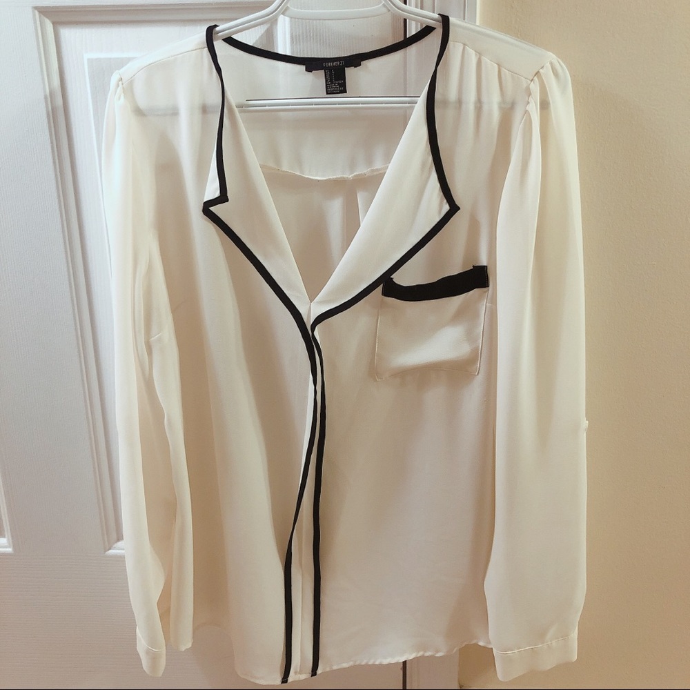 White and black blouse